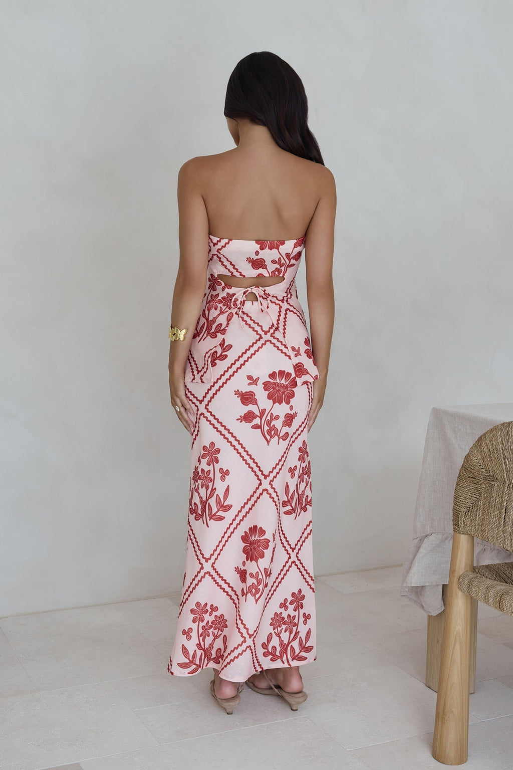 Minimale Longline Strapless Top Red