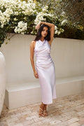 ARESS MILANO J'adore Satin Maxi Dress Lilac