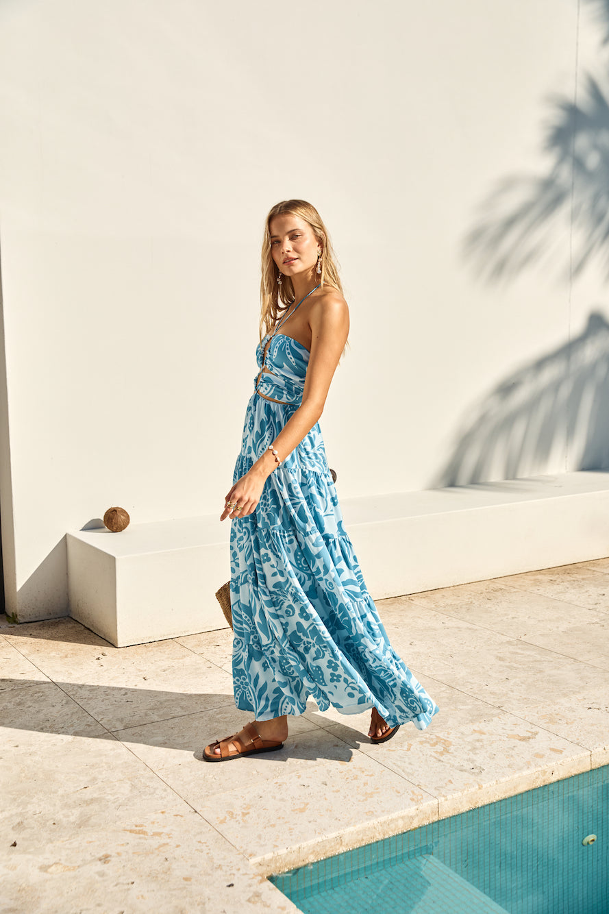 ARESS MILANO Aquamarine Maxi Dress Blue
