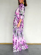 Exquisite Floral Print Pleated Tie-Waist Wide-Leg Jumpsuit