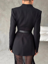 Elegant Asymmetrical Slim Fit Suit Jacket Two-Piece Set