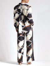 Unique Abstract Pattern Print Button-down Long-sleeved Shirt