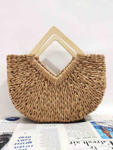 Holiday Leisure Moon Bag Gold Paper Straw Handbag