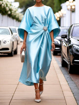 Luxe Shimmer Satin Long Dress