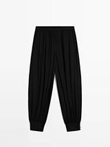 Cross Design Loose Shirt And Lantern Pants Set