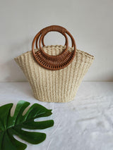 Exquisite Round Rattan Handle Straw Bag