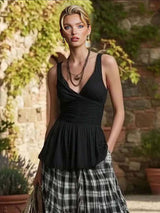 Casual Plaid Tank Top & Skirt Two-piece Set
