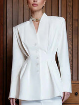 Elegant Sculptural Blazer And Skirt Two-Piece Set