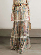 Exquisite Paisley Print Ruffle Collar Shirt