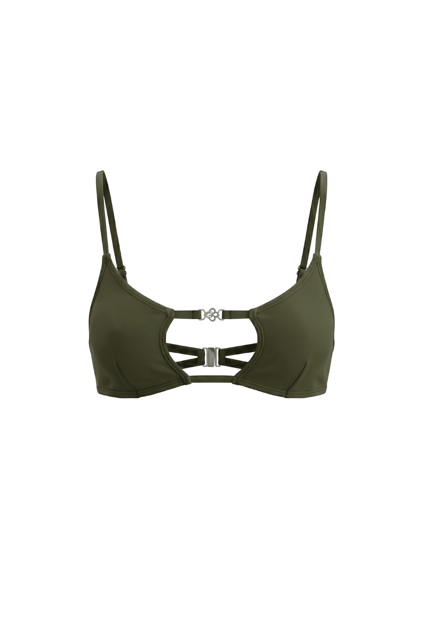 Amira Top mit quadratischem Ausschnitt Olive