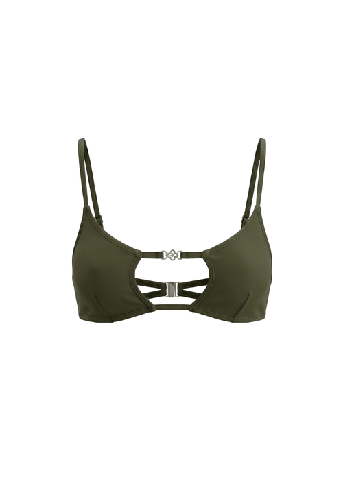 Amira Square Cut-Out Top Olive
