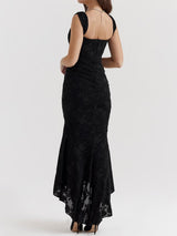 Black bell floral maxi dress