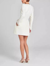 Exquisite Girl Charm Pearl Trim Slit Sleeve Pocket Mini Dress