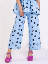 Classic Daisy Flower Pocket Wide Leg Pants