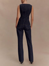 Modern Playful Unique High Waist Pocket Straight Jeans