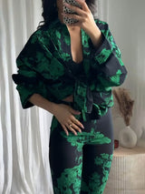 Exquisite Abstract Print Long Shirt