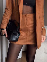 Casual Suede Midi Skirt