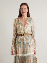 Exquisite Paisley Print Ruffle Collar Shirt