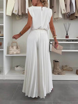 Fashionable Round Neck Padded Shoulder Top