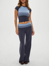 Retro Striped Button-Detail Knit Shirt