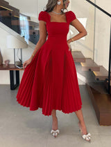 Elegant Pleated Midi Dress