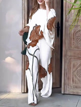 Retro Floral Print Relaxed Pocket Straight Pants