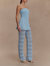 Elegant Bandage Knit Strapless Top