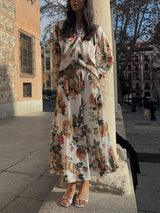 Elegant Floral Print Loose Elastic Waistband Skirt