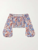 Unique Off-Shoulder Cropped Floral Bali Top