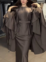 Fashionable Round Neck Irregular Batwing Sleeve Top