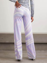 Unique Printed Satin Wide-Leg Pants
