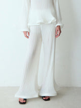 Elegant Ruffled Pleated Long-Sleeve Top