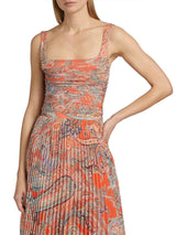 Exquisite Paisley Print Pleated Chiffon Tank Top