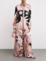 Unique Abstract Floral Print Long-sleeved Shirt