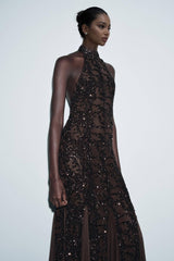 Elegant Fashion Off-Shoulder Sequin Strappy Maxi Dress