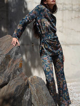 Retro Unique Florentine Print Tie-Waist Top