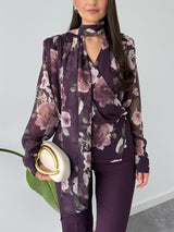 Exquisite Printed Long-sleeved Shirt Two-piece Set