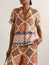 Retro Bohemian Satin Printed Shirt