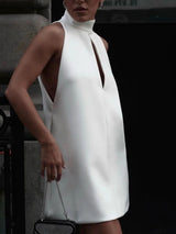 Elegant Open Front Back Mini Dress