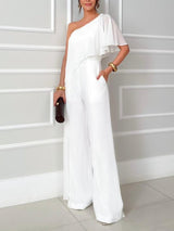 Elegant One-shoulder Ruffled Jumpsuit