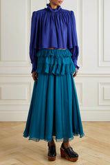 Exquisite Multi-Layered Pleated Chiffon Tulle Skirt