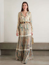 Exquisite Paisley Print Ruffle Collar Shirt