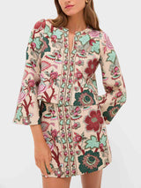 Exquisite Retro Floral Print Long-Sleeved Top