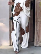 Retro Floral Print Relaxed Pocket Straight Pants