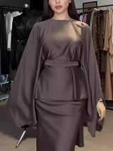 Fashionable Round Neck Irregular Batwing Sleeve Top