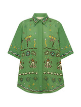 Unique Casual Sun Dancer Print Loose Button-Down Shirt