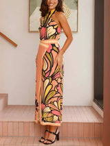 Unique Floral Print Hip-Hugging Cardigan Skirt