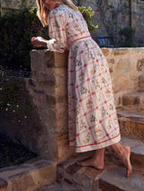 Classic Casual Unique Floral Print Tie Cardigan Dress