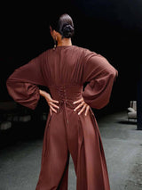 Casual Deep V-Neck Jumpsuit