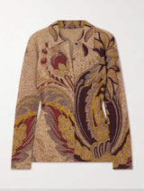 Fashion Paisley Print Gradient Knit Cardigan
